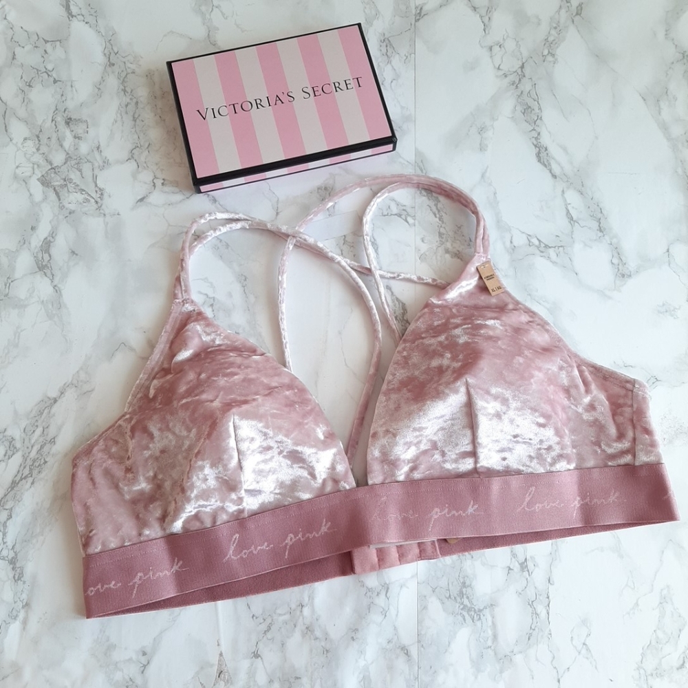 NWT PINK VELVET SET Bralette Panty XL - Picture 3 of 12